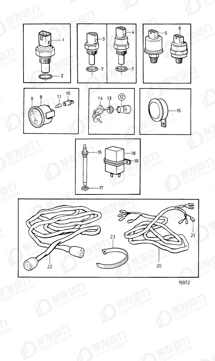 volvo penta Thermo monitor, coolant temp. 848829 Drawing volvo penta Thermo monitor, coolant temp. 848829 Drawing
